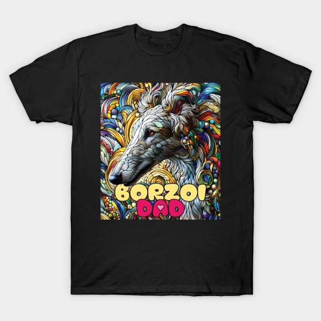 Borzoi dad, stained glass. I love borzois. T-Shirt by MrPila